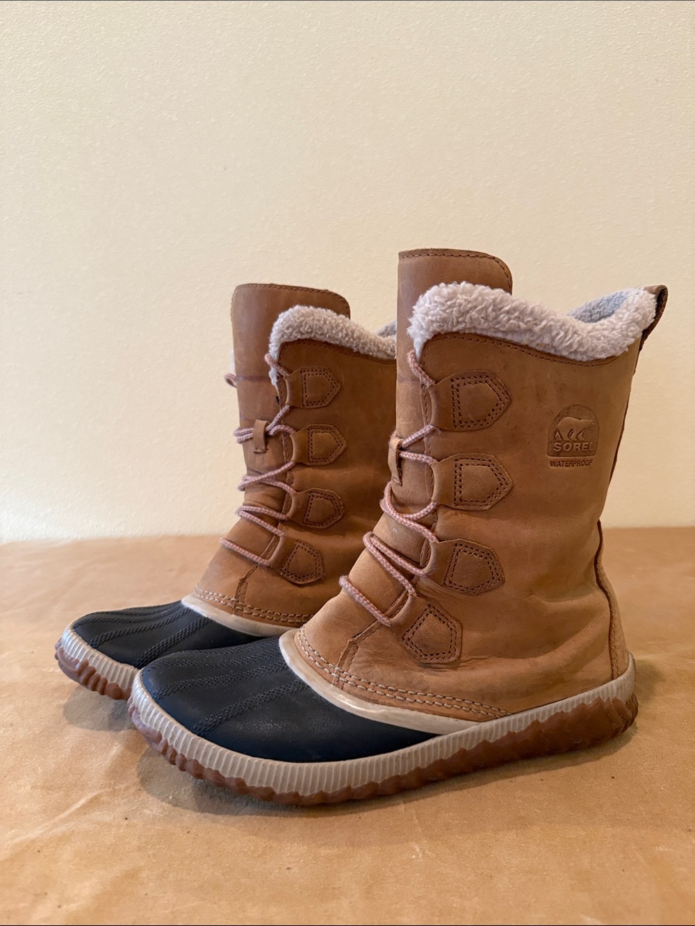 Sorel Tan Brown and Black Waterproof Winter Boots
